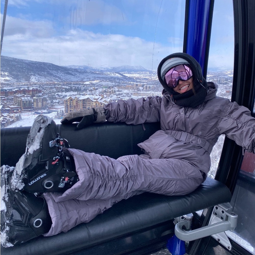 Free People Lavender/Purple Ski One-Piece Puffer Jumpsuit